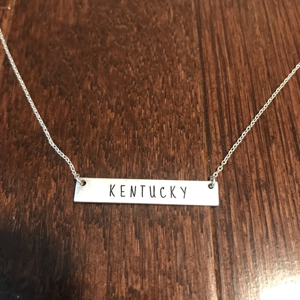 Silver Kentucky Bar Necklace 🐎🥃👒